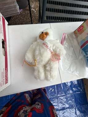 Robert Raikes Original 1990 Cupid Bear with Angel Wings and Wooden Face